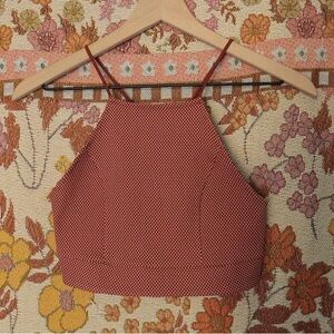 polka dot crisscross halter crop